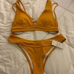 NWT mustard tie back bikini (from Cupshe)
